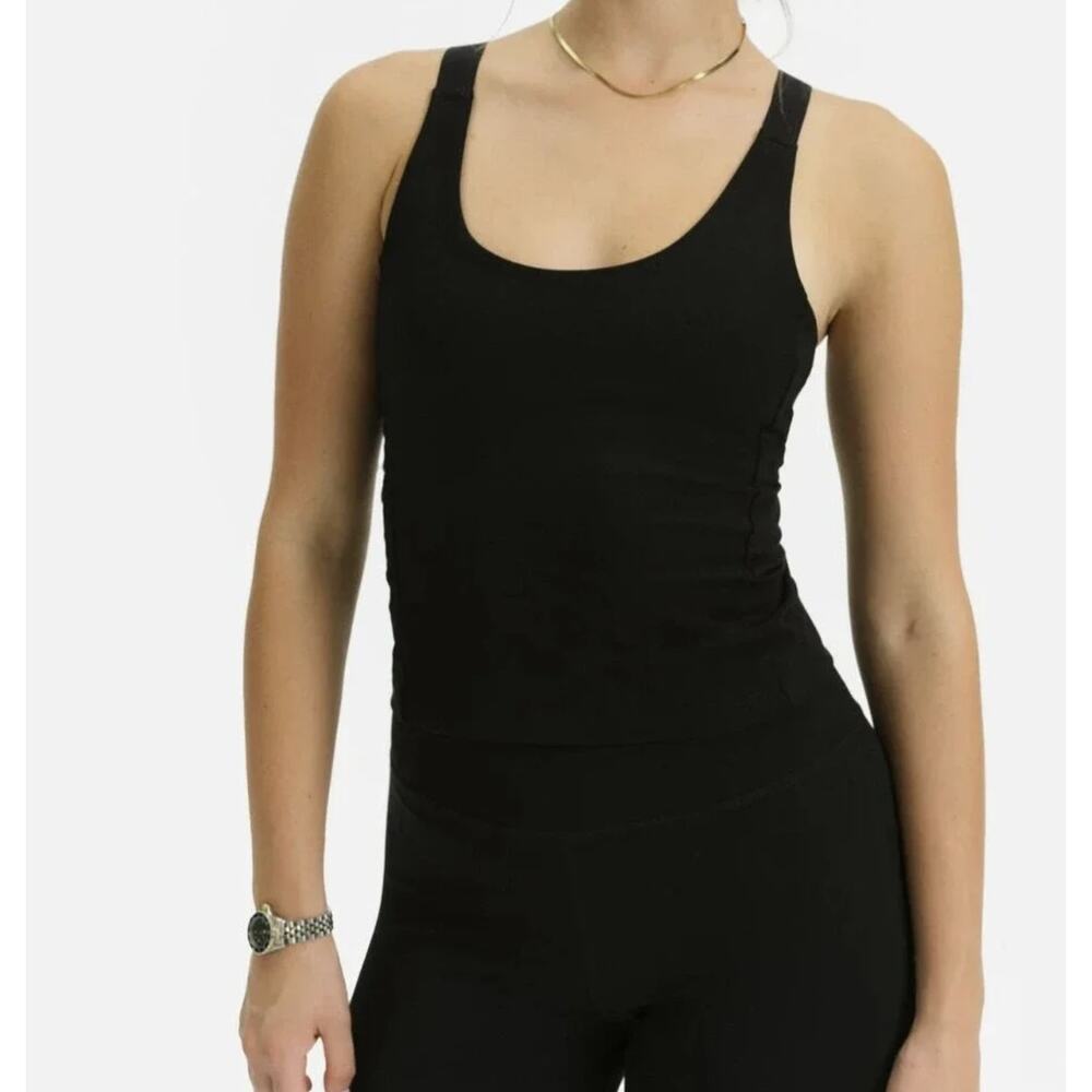 MATE the Label Stretch U-Neck Tank Organic Cotton Jet Black Medium Workout